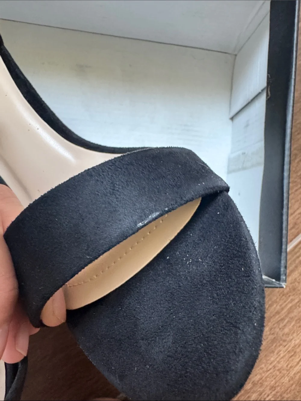 Lulu's Black Suede Open-Toe Ankle-Strap Heels